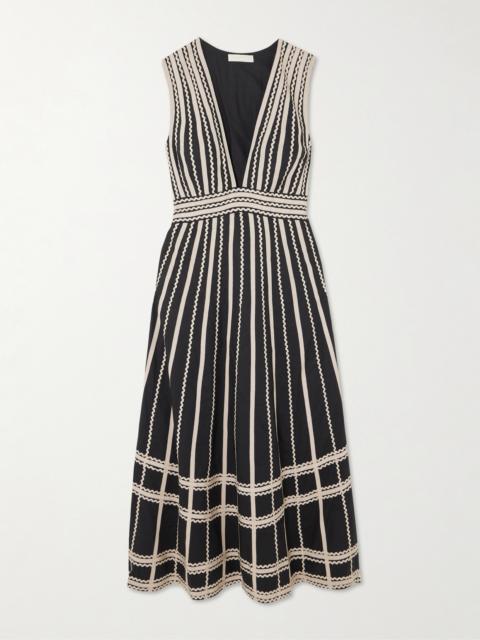 ULLA JOHNSON Palermo Ricrac And Grosgrain-trimmed Cotton-poplin Midi Dress