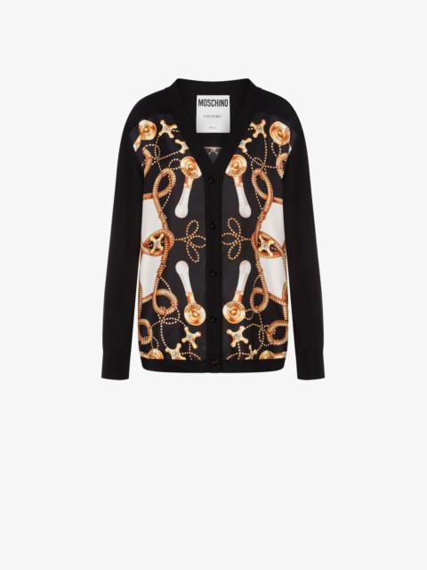 Moschino FAUCETS PRINT WOOL AND SILK CARDIGAN