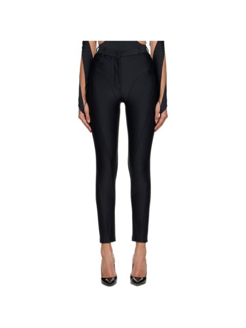 MUGLER Black Paneled Leggings