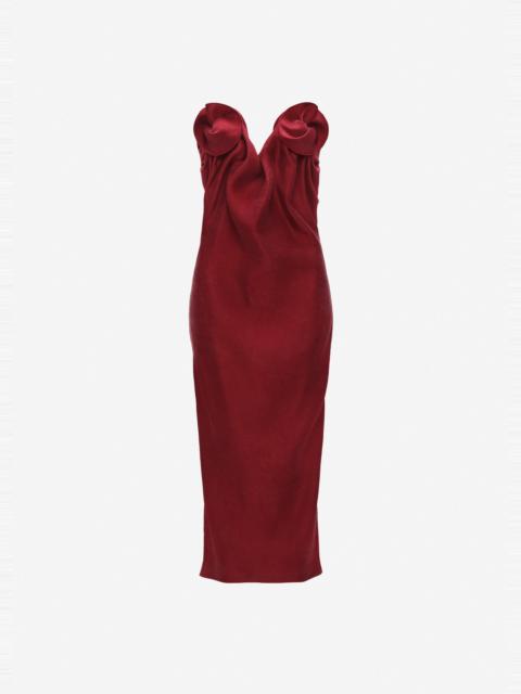 MAGDA BUTRYM Rose draped corset midi dress in red