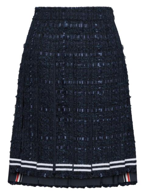 Thom Browne satin ribbon frayed pleated midi skirt
