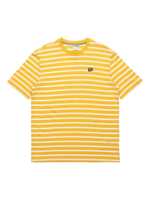 PUMA PUMA Downtown Strlped Stripe Round Neck Short Sleeve Gold Color 597457-25