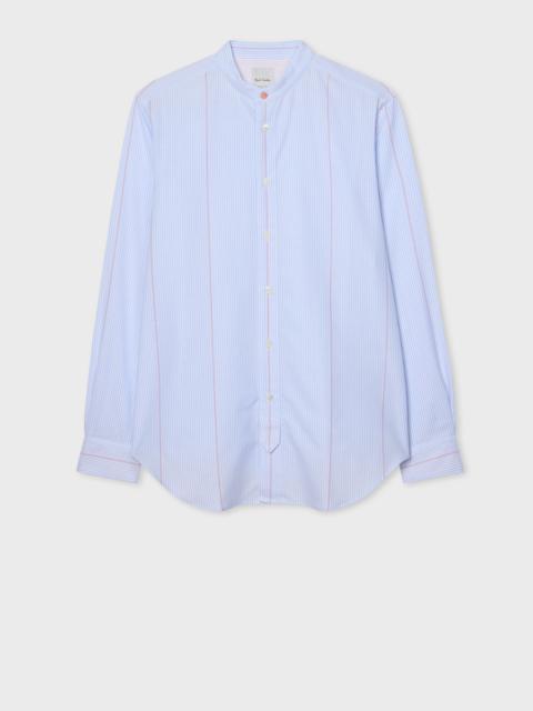 Paul Smith Light Blue Stripe Grandad-Collar Shirt