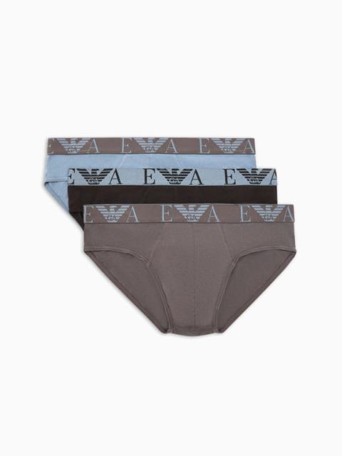 Three-pack of briefs with bold monogram logo