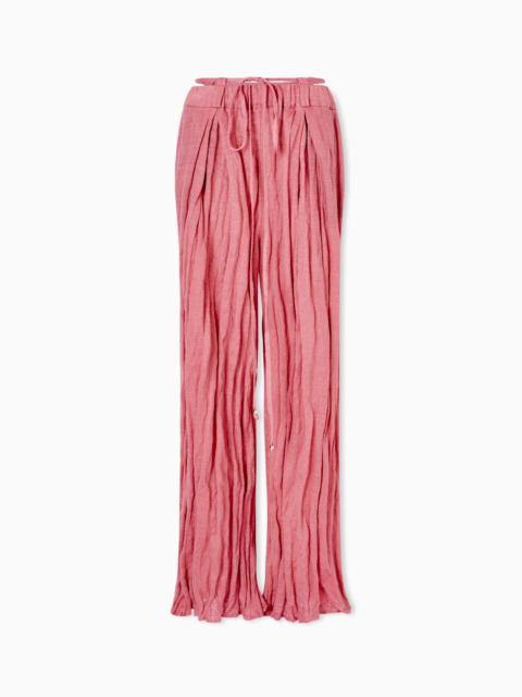 GIORGIO ARMANI CRUSHED-EFFECT LINEN JERSEY TROUSERS