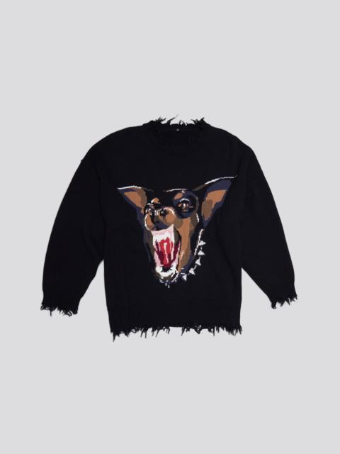 R13 ANGRY CHIHUAHUA OVERSIZED SWEATER - BLACK