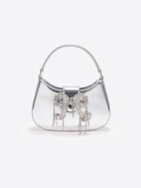 Silver Metallic Micro Embellished Crescent Bag