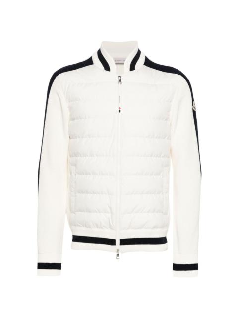 panelled zip-up down jacket