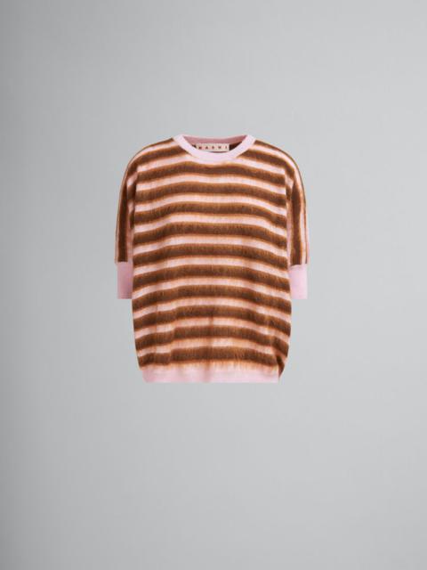 Marni PINK STRIPED WOOL-MOHAIR MID-SLEEVE JUMPER
