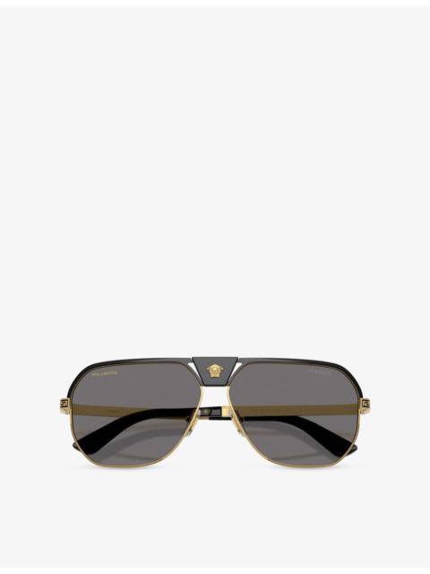 VERSACE VE2294 Square-Frame Metal Sunglasses