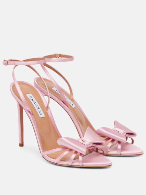 AQUAZZURA Black Tie 105 bow-detail satin sandals