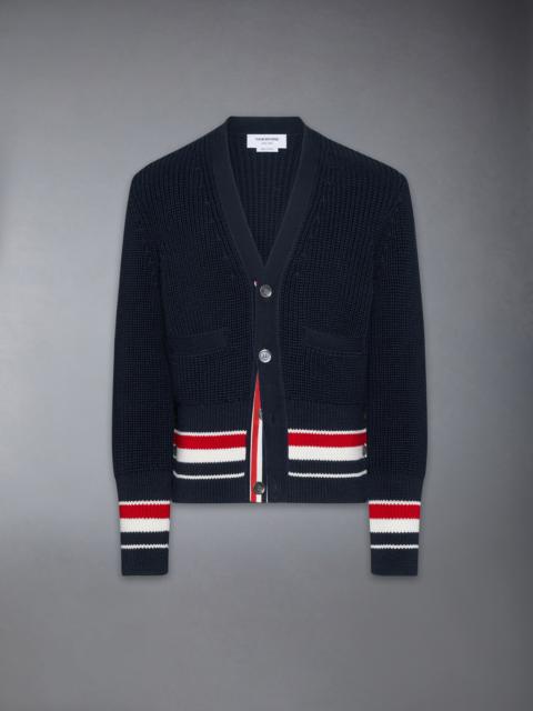 Thom Browne HALF CARDIGAN STITCH COTTON RWB CARDIGAN