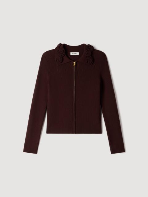 Sandro CARDIGAN WITH FLORAL COLLAR