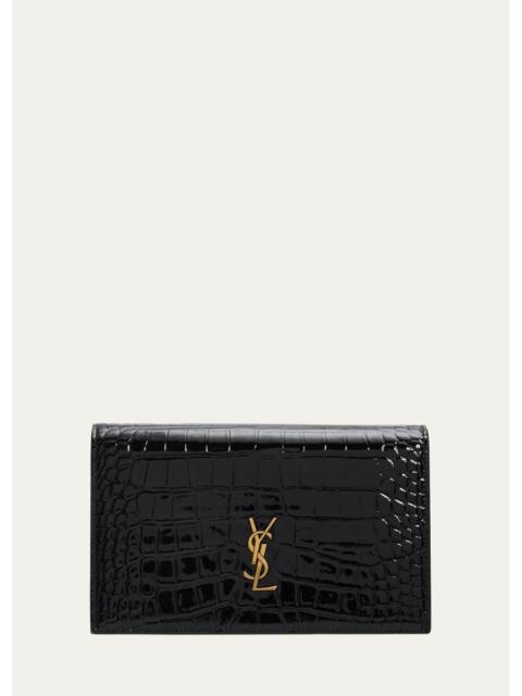 SAINT LAURENT YSL Croc-Embossed Leather Crossbody Bag