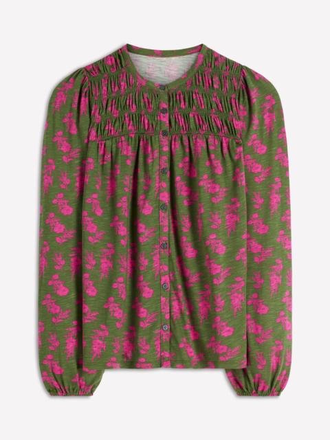 BODEN Mya Smocked Jersey Shirt-Blossomy Sprig