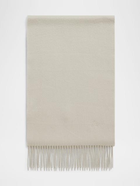 Brioni Men's Cashmere Tonal Logo Rectangle Scarf