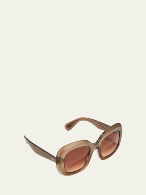 Oliver Peoples Jesson Round Semi-Transparent Acetate Sunglasses