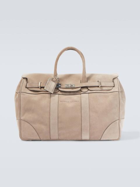 Brunello Cucinelli Logo suede duffel bag