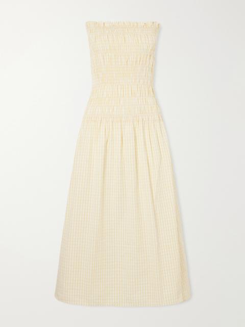 FAITHFULL Amalita Shirred Gingham Cotton Midi Dress