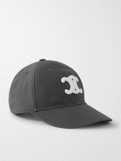 CELINE Triomphe Logo-Appliquéd Cotton-Gabardine Baseball Cap Gray