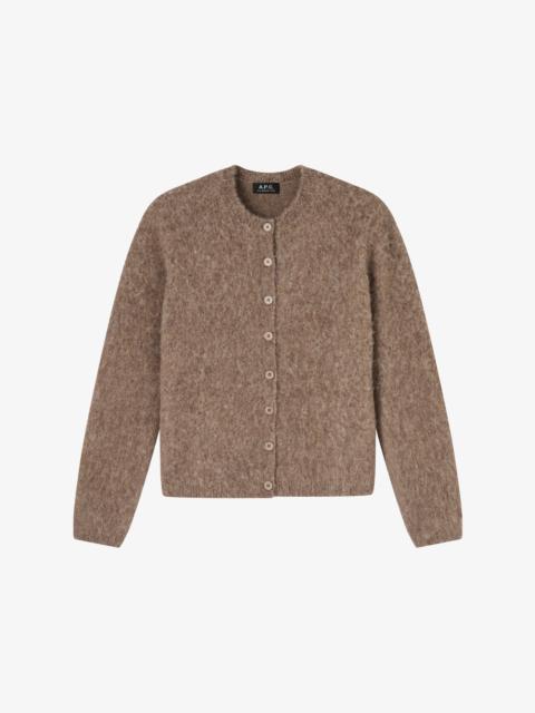 A.P.C. MARION CARDIGAN - TAUPE ALPACA WOOL CARDIGAN