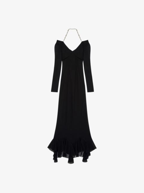 Givenchy LONG OFF-SHOULDER DRESS WITH 4G CLAW CHAIN