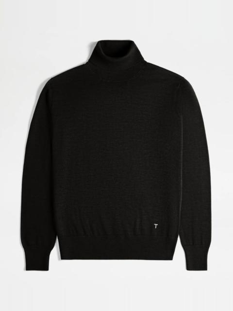 Tod's SILK BLEND TURTLENECK - BLACK