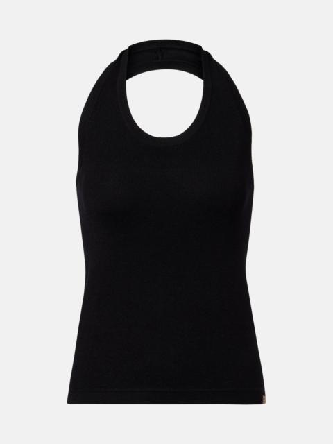 extreme cashmere Jerry halterneck cotton and cashmere top