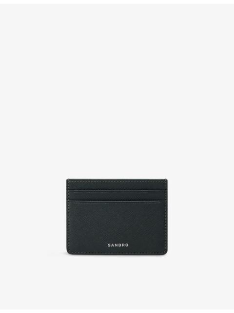 Sandro Logo-embossed textured-leather card holder