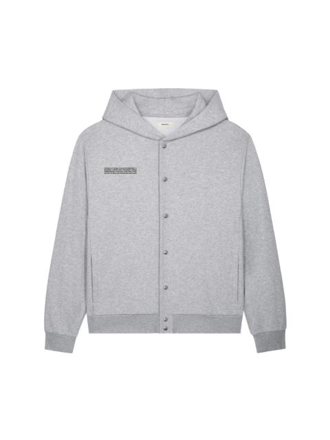Mens 365 Midweight Snap Button Hoodie - Grey Marl