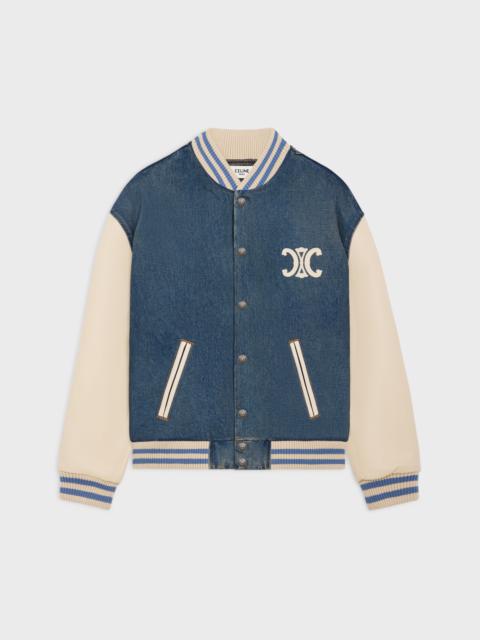 CELINE loose triomphe teddy in trail wash denim | REVERSIBLE
