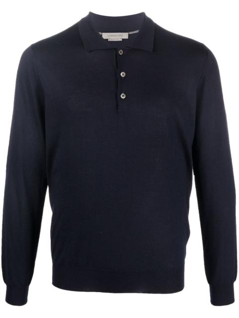 CORNELIANI long-sleeve wool polo shirt