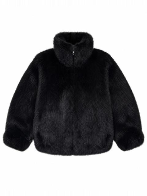 The Kooples BLACK FAUX FUR COAT WITH A HIGH COLLAR