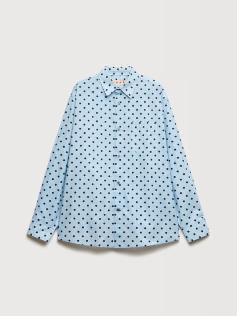 Marni LIGHT BLUE POPLIN SHIRT WITH POLKA RHYTHM PRINT