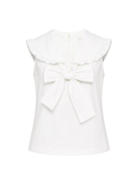 SHUSHU/TONG Ruffle Collar Bow Top