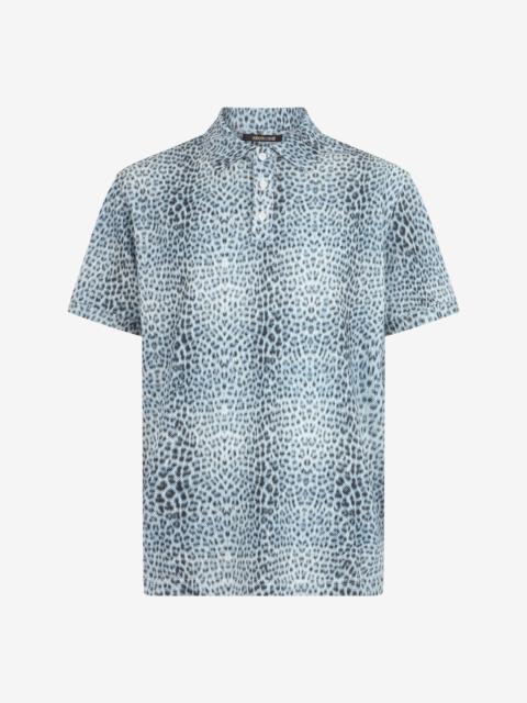 Roberto Cavalli Cotton Polo Shirt with Animal Print