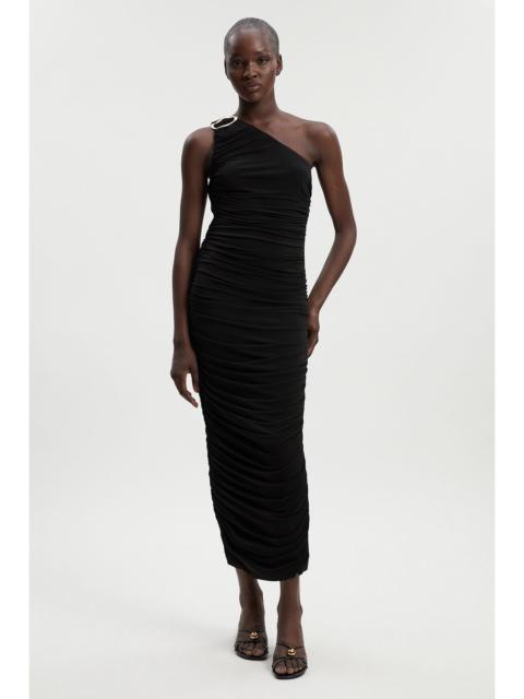 KAREN MILLEN One Shoulder Drapey Crepe Trim Detail Ruched Maxi Dress