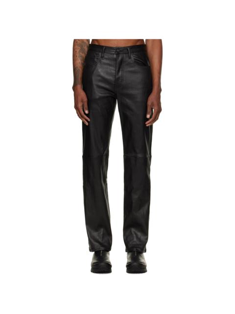 AlLEXANDER DIGENOVA Black Leather Straight Trousers