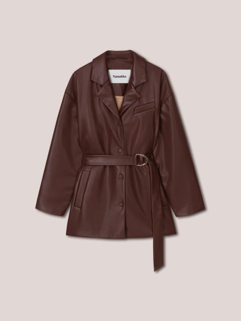 Nanushka LIBAN - Belted OKOBOR™ alt-leather padded jacket - Plum chutney