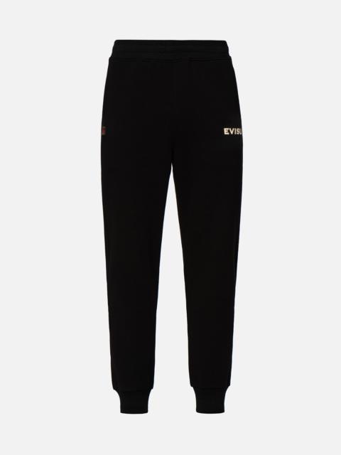 EVISU CLASSIC DAICOCK AND FOIL-PRINT KAMON SWEATPANTS