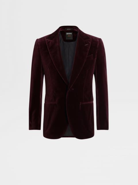 ZEGNA DARK BURGUNDY COTTON EVENING JACKET