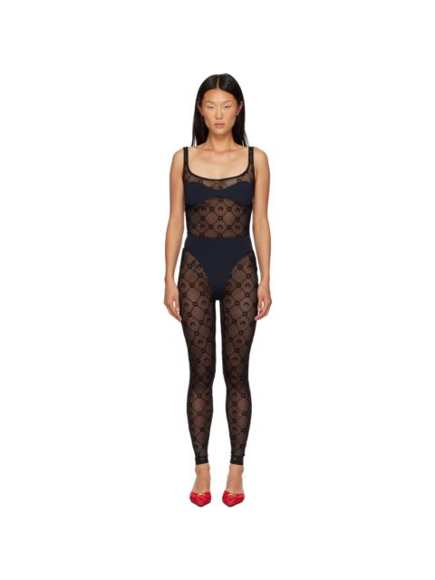 Marine Serre Black Monogram Mesh Flock Jumpsuit