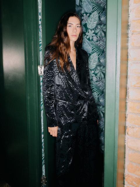 FARM RIO Black Leopard Buttoned Jacquard Blazer