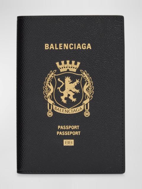 BALENCIAGA Men's Calfskin Logo Passport Holder