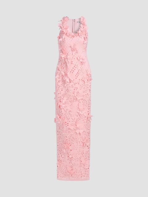 BADGLEY MISCHKA Women's Butterfly & Floral Laser-Cut Column Gown - Peony