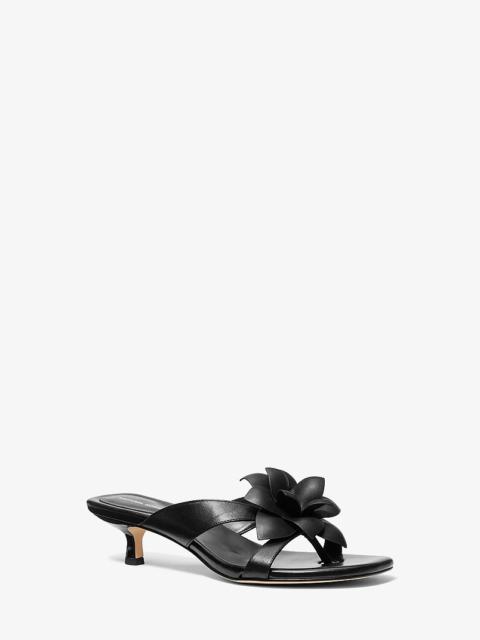 MICHAEL KORS Jacie Floral Embellished Leather Kitten Heel Sandal