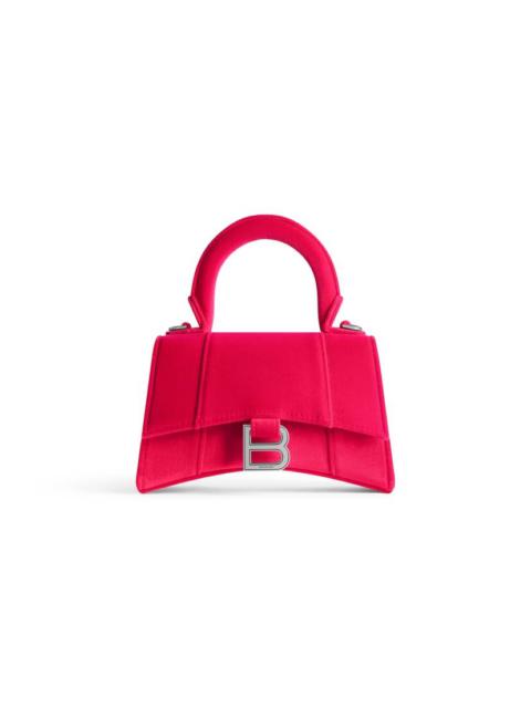 BALENCIAGA Women's Hourglass Xs Handbag Velvet Jersey in Bright Pink