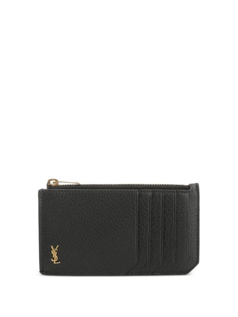 SAINT LAURENT Saint Laurent card holder "Fragments Tiny Cassandre" with zip in patent leather