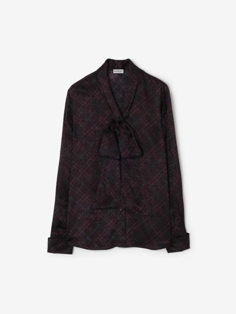 Burberry Check Silk Blend Scarf Blouse