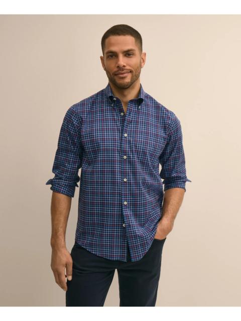 Brooks Brothers Supima® Cotton Non-Iron Twill Polo Button Down Collar Check Sport Shirt